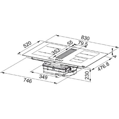 Płyta indukcyjna z okapem 83 cm blatowy czarny 3400705228 Franke Maris