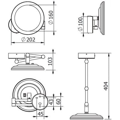 Lusterko kosmetyczne 20.2x20.2 cm okrągłe z oświetleniem złoty 58995N0W Kludi Vela R