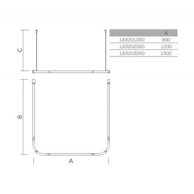 Drążek zasłony prysznicowej L63203000 Koło Lehnen