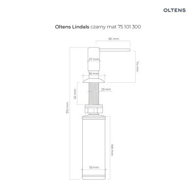 Dozownik do płynów czarny 75101300 Oltens Lindals