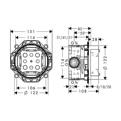 Element podtynkowy baterii 01700180 Axor iBox