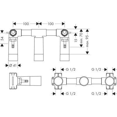 Element podtynkowy baterii 10303180 Axor