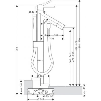 Axor Starck 10456000 bateria wannowo-prysznicowa
