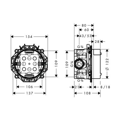 Element podtynkowy baterii 16182180 Axor