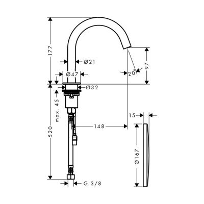 Axor Uno 38010000 bateria umywalkowa