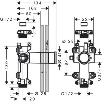 Element podtynkowy baterii 45770180 Axor One