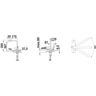 Blanco Fontas II 523130 bateria kuchenna stojąca chrom-antracyt