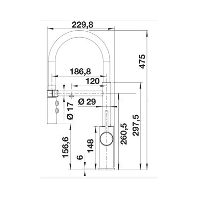 Bateria kuchenna do filtra wody stojąca stal-czarna 526706 Blanco Catris-S