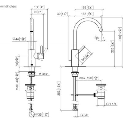 Dornbracht Meta 3350066119 bateria umywalkowa stojąca chrom