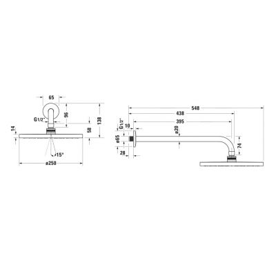 Deszczownica z ramieniem 25x25 cm okrągła chrom UV0752001010 Duravit Universal