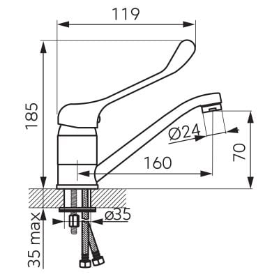 Ferro Vasto Medico BVAM2A bateria umywalkowa stojąca chrom