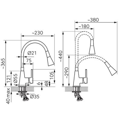 Ferro Zumba II BZA42P bateria kuchenna stojąca chrom