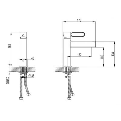 FDesign Zaffiro FD1ZFR225 bateria umywalkowa stojąca czarny