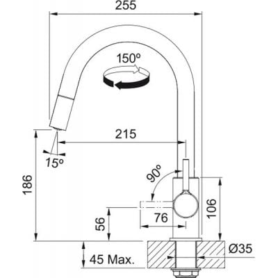 Franke Lina 1150693229 bateria kuchenna stojąca chrom