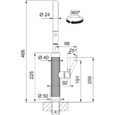 Bateria kuchenna stojąca stal 1150711554 Franke Mythos Masterpiece Pull-Out Spray
