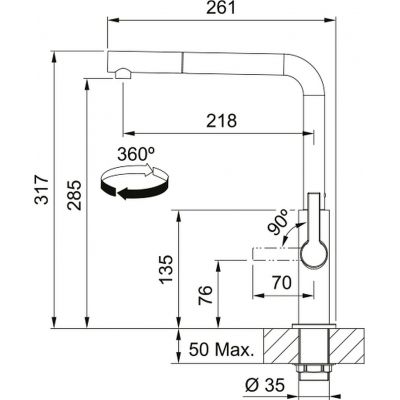 Bateria kuchenna stojąca chrom 1150728393 Franke Maris Slim L Pull-Out