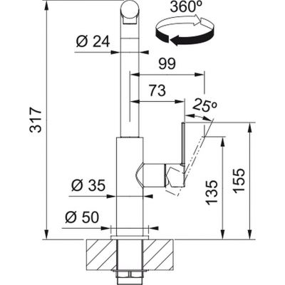 Bateria kuchenna stojąca chrom 1150728393 Franke Maris Slim L Pull-Out