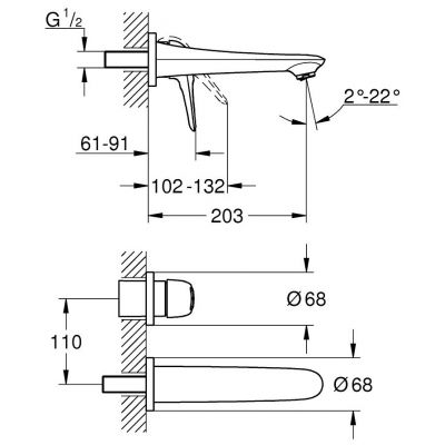 Bateria umywalkowa podtynkowa starlight chrome 19571003 Grohe Eurostyle New