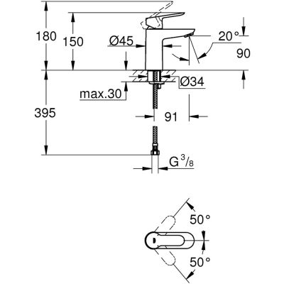 Bateria umywalkowa stojąca starlight chrome 23330000 Grohe BauEdge