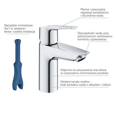 Bateria umywalkowa stojąca starlight chrome 23550002 Grohe Start
