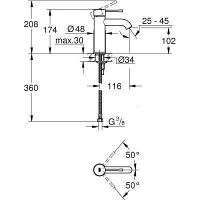 Bateria umywalkowa stojąca brushed hard graphite 23590AL1 Grohe Essence