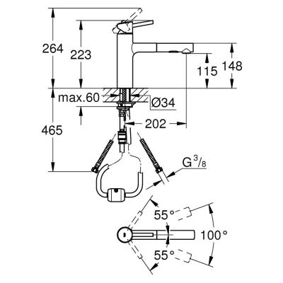 Bateria kuchenna stojąca supersteel 30273DC1 Grohe Concetto