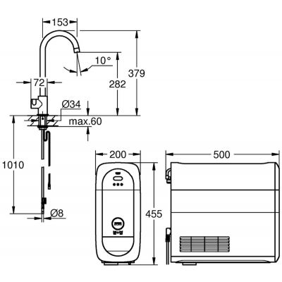 Zawór kuchenny stojąca brushed hard graphite 31498AL1 Grohe Blue