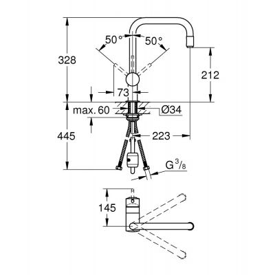Bateria kuchenna stojąca starlight chrome 32067000 Grohe Minta