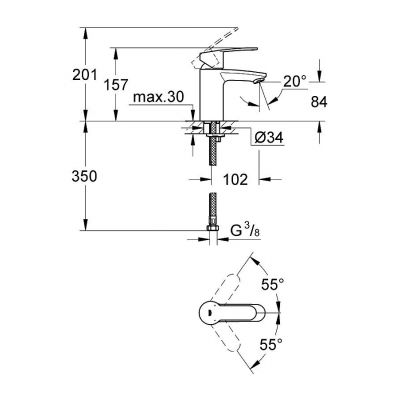 Bateria umywalkowa stojąca starlight chrome 3246820E Grohe Eurostyle Cosmopolitan