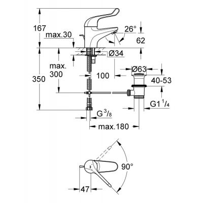 Bateria umywalkowa stojąca starlight chrome 32788000 Grohe Euroeco