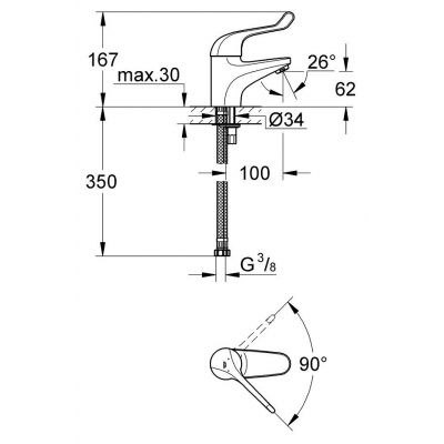Bateria umywalkowa stojąca starlight chrome 32789000 Grohe Euroeco