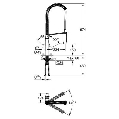 Bateria kuchenna stojąca supersteel 32950DC0 Grohe K7