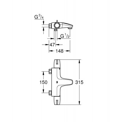 Bateria wannowo-prysznicowa ścienna termostatyczna starlight chrome 34671000 Grohe Grohtherm Special