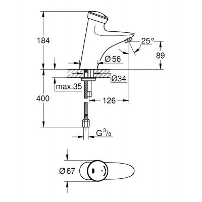 Bateria umywalkowa stojąca ciśnieniowa starlight chrome 36249000 Grohe Eurodisc