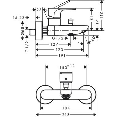 Hansgrohe Rebris S 72440000 bateria wannowo-prysznicowa ścienna chrom