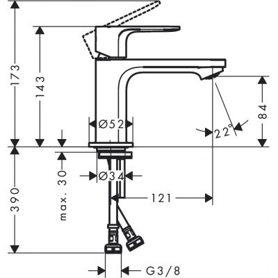 Hansgrohe Rebris S 72514000 bateria umywalkowa stojąca chrom