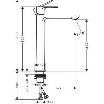 Hansgrohe Rebris S 72582000 bateria umywalkowa stojąca chrom