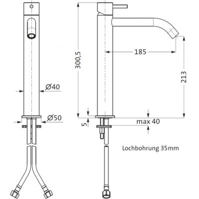 Bateria umywalkowa stojąca stal 28203420309 Herzbach Deep iX