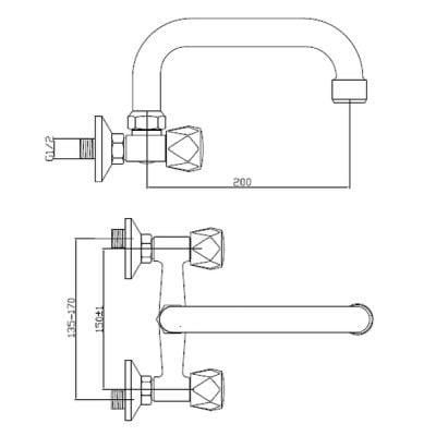 Invena Modena BC14F0S bateria umywalkowa ścienna chrom