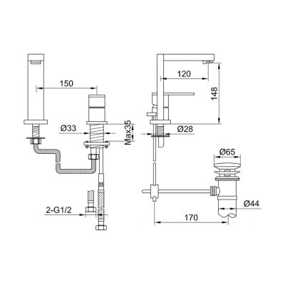 Kohlman Nexen QB205U bateria umywalkowa stojąca