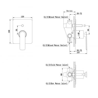 Kohlman Experience Black QW210EB bateria wannowo-prysznicowa podtynkowa