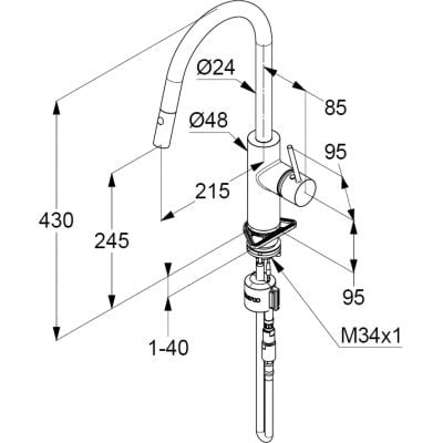 Bateria kuchenna stojąca czarna 423006677 Kludi E-Go Voice