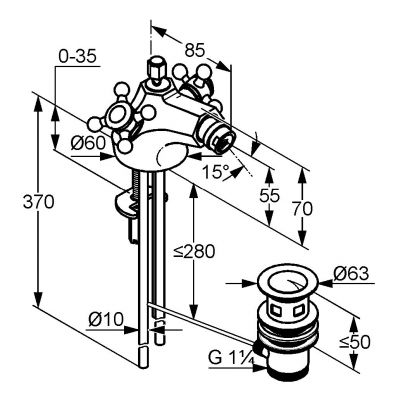 Kludi 1926 512110520 bateria bidetowa