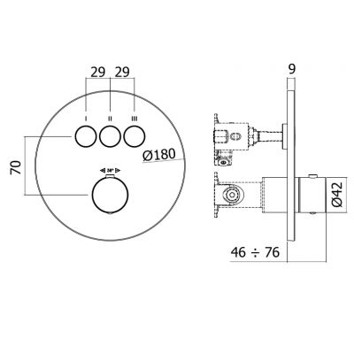 Bateria wannowo-prysznicowa podtynkowa z termostatem czarna 19044003SM Kronenbach Smart Push