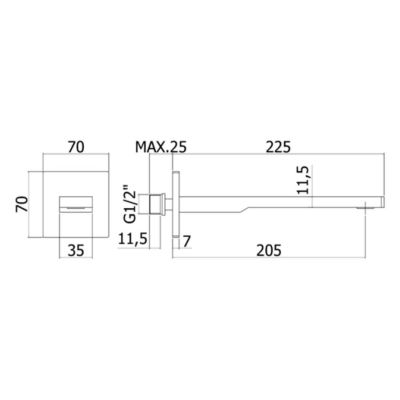 Wylewka do baterii wannowej czarna KB100368C11 Kronenbach Quara 3.0