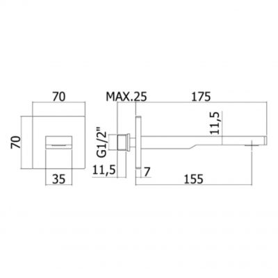 Wylewka do baterii wannowej czarna KB100369C11 Kronenbach Quara 3.0