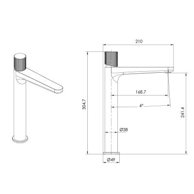 Ksuro 02 10005010 bateria umywalkowa stojąca chrom