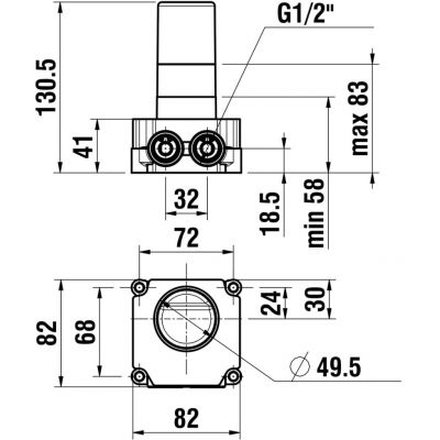 Element podtynkowy baterii HF574036000000 Laufen Simibox