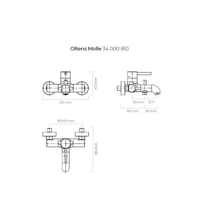 Bateria wannowo-prysznicowa ścienna złoty szczotkowany 34000810 Oltens Molle