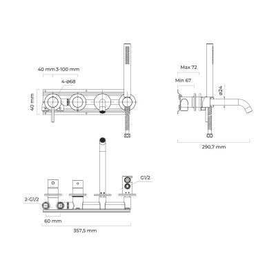 Bateria wannowo-prysznicowa podtynkowa chrom 34105100 Oltens Molle